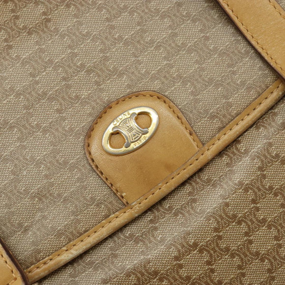 CELINE Macadam Canvas Hand Bag PVC Beige Gold Auth 157509