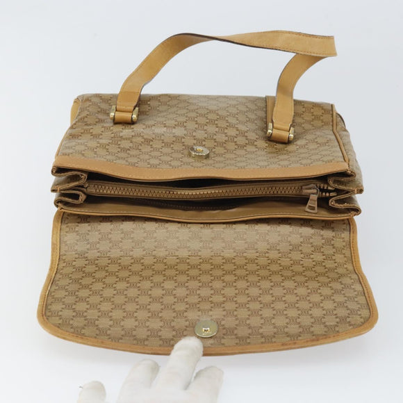 CELINE Macadam Canvas Hand Bag PVC Beige Gold Auth 157509