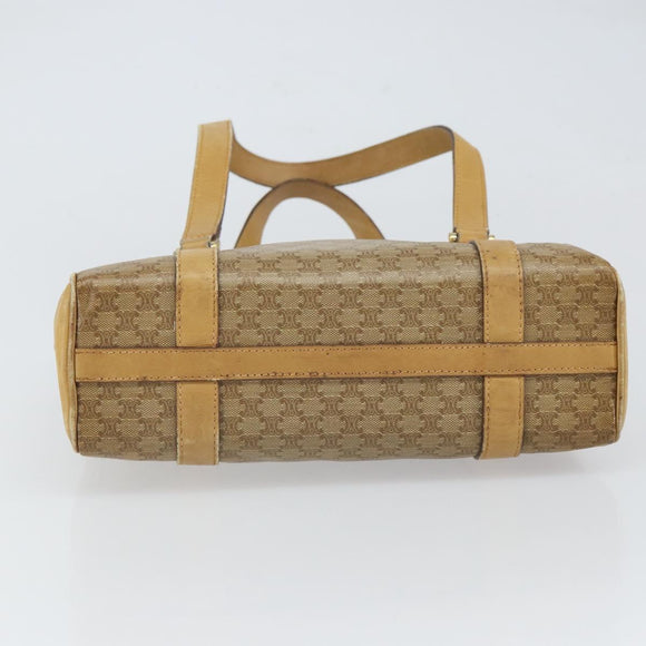 CELINE Macadam Canvas Hand Bag PVC Beige Gold Auth 157509