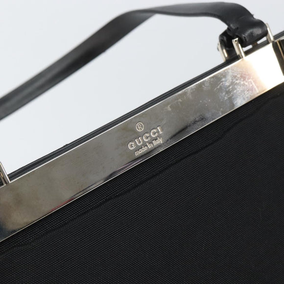 GUCCI Semi Shoulder Bag Nylon Black Silver Auth 157510