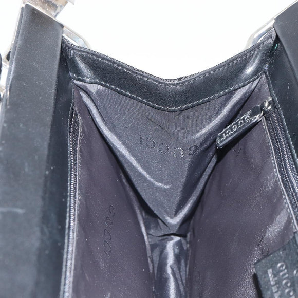 GUCCI Semi Shoulder Bag Nylon Black Silver Auth 157510