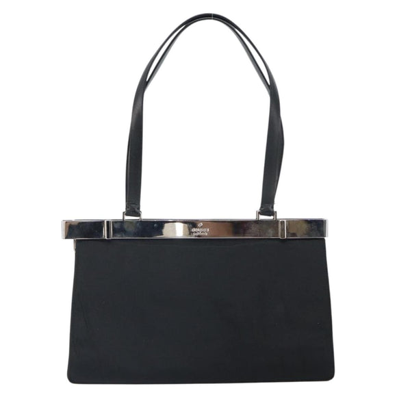 GUCCI Semi Shoulder Bag Nylon Black Silver Auth 157510