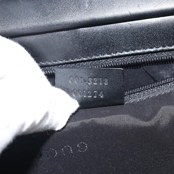 GUCCI Semi Shoulder Bag Nylon Black Silver Auth 157510