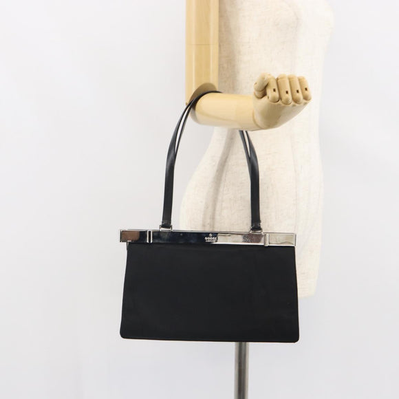 GUCCI Semi Shoulder Bag Nylon Black Silver Auth 157510