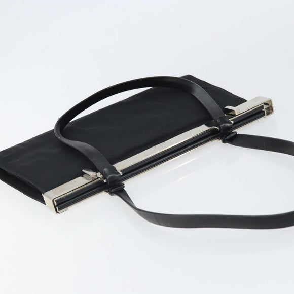 GUCCI Semi Shoulder Bag Nylon Black Silver Auth 157510