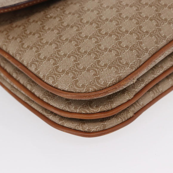 CELINE Macadam Canvas Shoulder Bag PVC Beige Gold Auth 157511