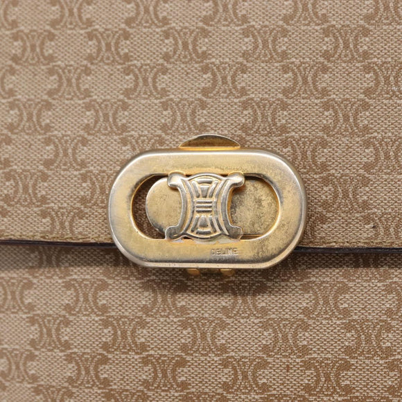 CELINE Macadam Canvas Shoulder Bag PVC Beige Gold Auth 157511