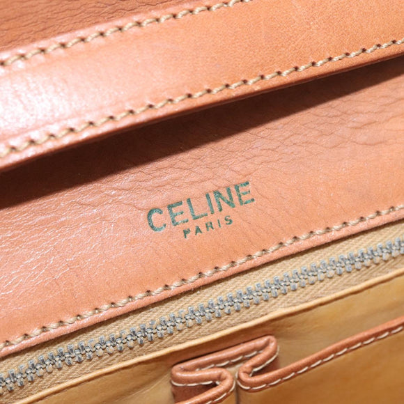 CELINE Macadam Canvas Shoulder Bag PVC Beige Gold Auth 157511