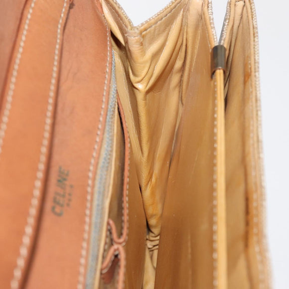 CELINE Macadam Canvas Shoulder Bag PVC Beige Gold Auth 157511