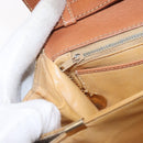 CELINE Macadam Canvas Shoulder Bag PVC Beige Gold Auth 157511-21