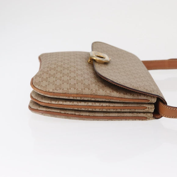 CELINE Macadam Canvas Shoulder Bag PVC Beige Gold Auth 157511