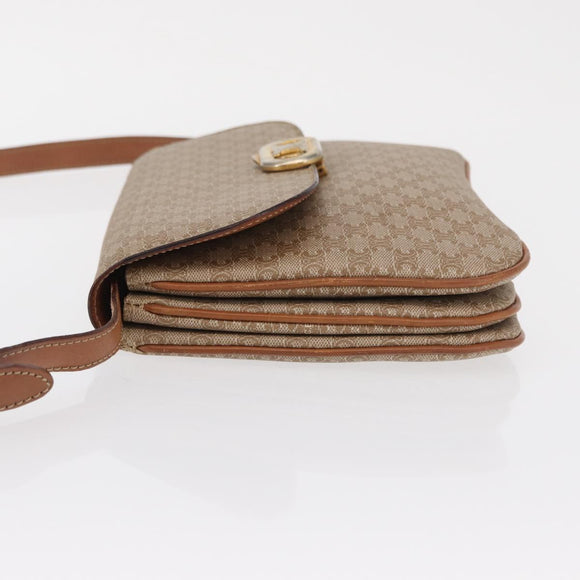 CELINE Macadam Canvas Shoulder Bag PVC Beige Gold Auth 157511