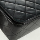 CHANEL Matelasse Chain Shoulder Bag Lamb Skin Black Gold CC Auth 157515SM-11