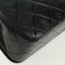 CHANEL Matelasse Chain Shoulder Bag Lamb Skin Black Gold CC Auth 157515SM-13