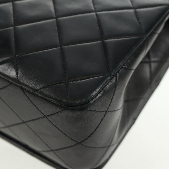 CHANEL Matelasse Chain Shoulder Bag Lamb Skin Black Gold CC Auth 157515SM