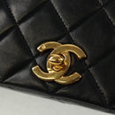 CHANEL Matelasse Chain Shoulder Bag Lamb Skin Black Gold CC Auth 157515SM-15