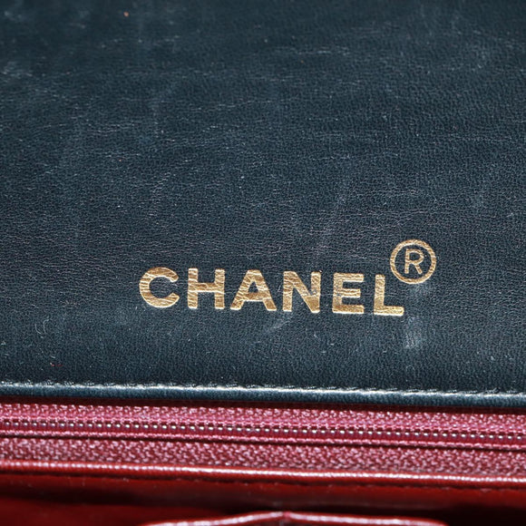 CHANEL Matelasse Chain Shoulder Bag Lamb Skin Black Gold CC Auth 157515SM