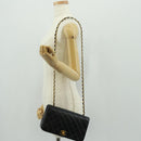 CHANEL Matelasse Chain Shoulder Bag Lamb Skin Black Gold CC Auth 157515SM-27