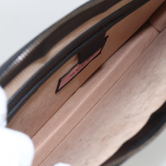GUCCI GG Ghost Clutch Bag Leather Black 433665 Auth 157516V