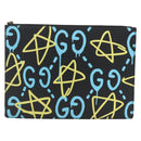 GUCCI GG Ghost Clutch Bag Leather Black 433665 Auth 157516V-13