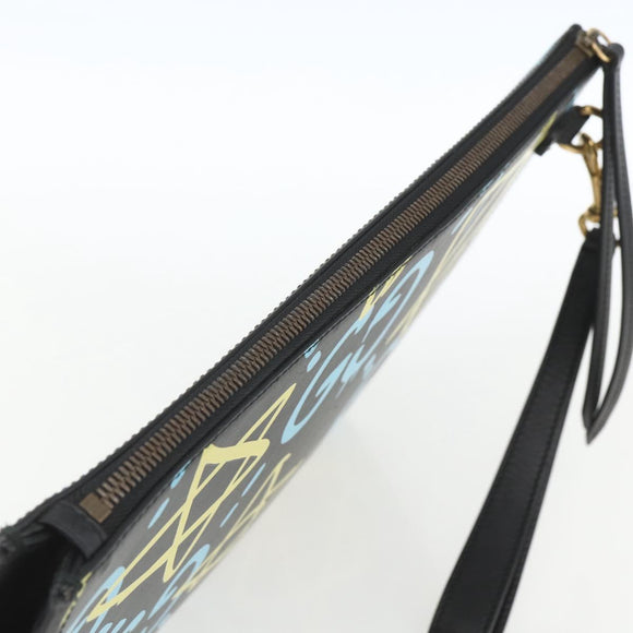 GUCCI GG Ghost Clutch Bag Leather Black 433665 Auth 157516V