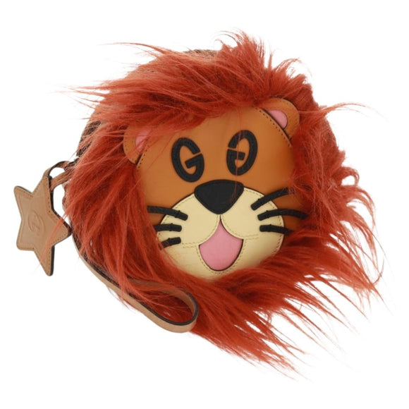 GUCCI Interlocking G Lion Clutch Bag Leather Brown Silver 704806 Auth 157517SAV