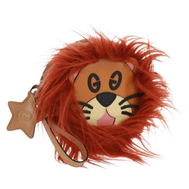 GUCCI Interlocking G Lion Clutch Bag Leather Brown Silver 704806 Auth 157518SAV