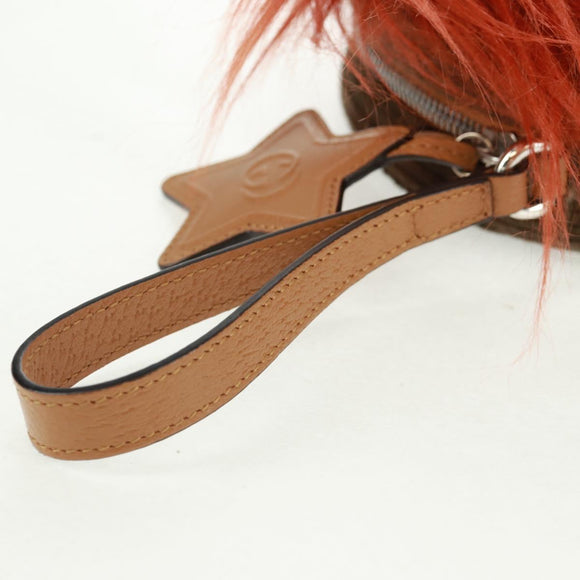 GUCCI Interlocking G Lion Clutch Bag Leather Brown Silver 704806 Auth 157518SAV