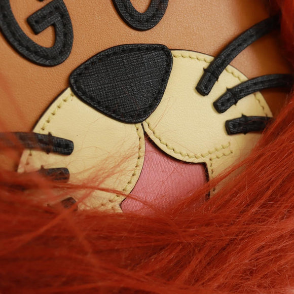 GUCCI Interlocking G Lion Clutch Bag Leather Brown Silver 704806 Auth 157518SAV