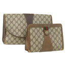 GUCCI GG Supreme Web Sherry Line Clutch Bag PVC Leather 2 Set Beige Auth 157519-1