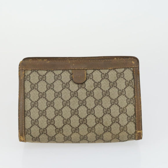 GUCCI GG Supreme Web Sherry Line Clutchtas PVC Leer 2 Set Beige Auth 157519