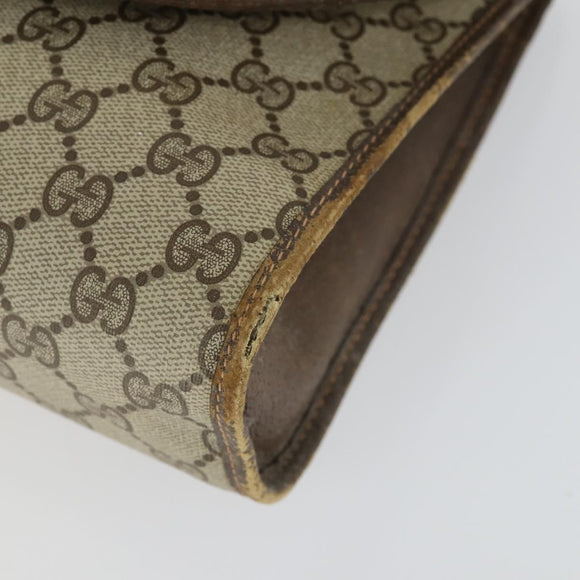 GUCCI GG Supreme Web Sherry Line Clutchtas PVC Leer 2 Set Beige Auth 157519