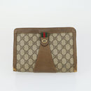 GUCCI GG Supreme Web Sherry Line Clutch Bag PVC Leather 2 Set Beige Auth 157519-9