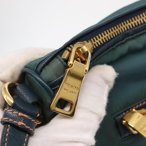 PRADA Accessoire Beutel Nylon Grün Gold Authentisch 157520