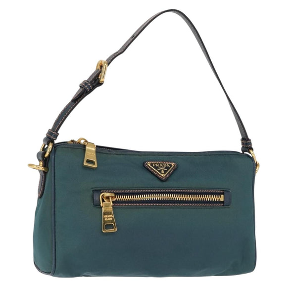 PRADA Accessoire Beutel Nylon Grün Gold Authentisch 157520