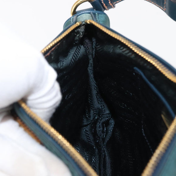 PRADA Accessoire Beutel Nylon Grün Gold Authentisch 157520