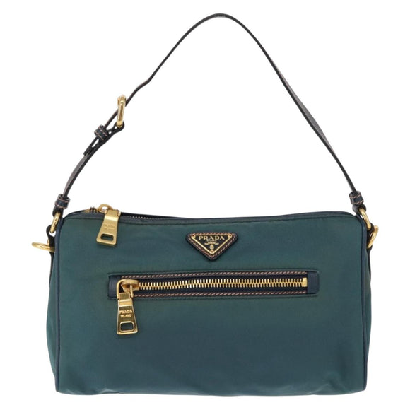 PRADA Accessoire Beutel Nylon Grün Gold Authentisch 157520