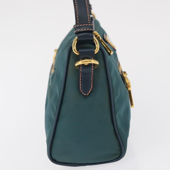 PRADA Accessoire Beutel Nylon Grün Gold Authentisch 157520