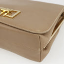 Salvatore Ferragamo Umhängetasche Leder Beige Gold Auth 157525V-9