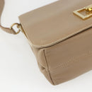 Salvatore Ferragamo Umhängetasche Leder Beige Gold Auth 157525V-14