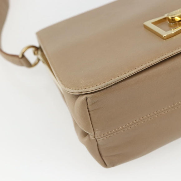 Salvatore Ferragamo Umhängetasche Leder Beige Gold Auth 157525V