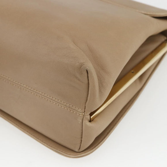 Salvatore Ferragamo Shoulder Bag Leather Beige Gold Auth 157525V