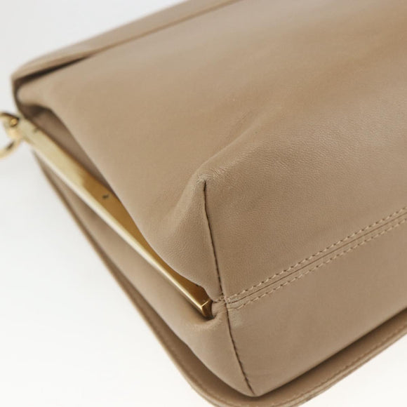 Salvatore Ferragamo Umhängetasche Leder Beige Gold Auth 157525V