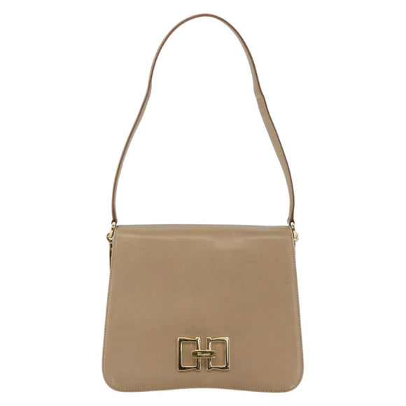 Salvatore Ferragamo Umhängetasche Leder Beige Gold Auth 157525V