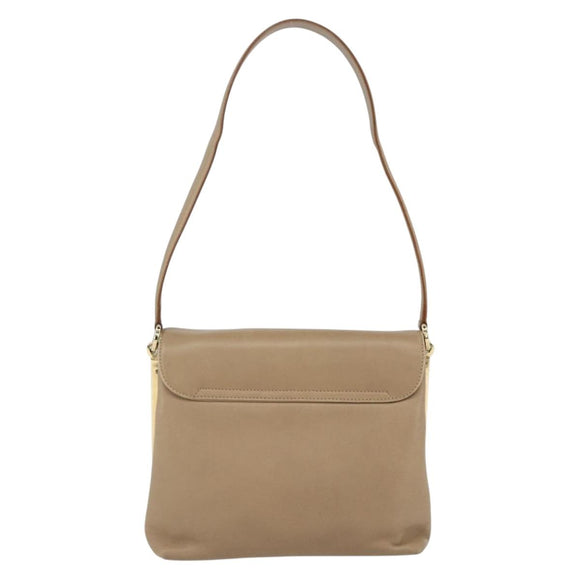Salvatore Ferragamo Umhängetasche Leder Beige Gold Auth 157525V