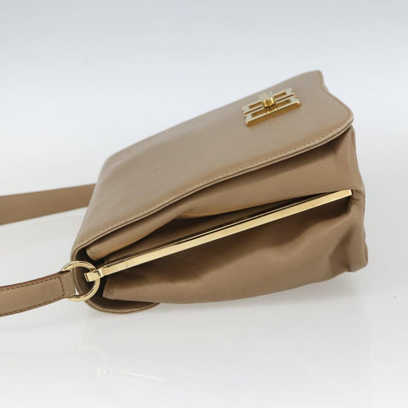 Salvatore Ferragamo Umhängetasche Leder Beige Gold Auth 157525V