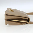 Salvatore Ferragamo Umhängetasche Leder Beige Gold Auth 157525V-4