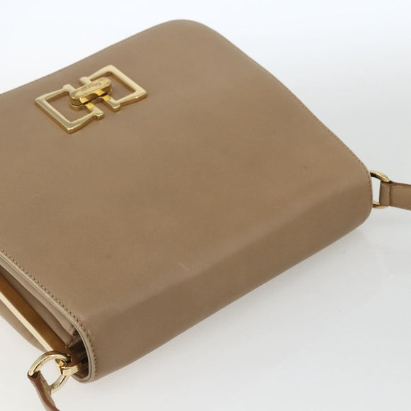 Salvatore Ferragamo Umhängetasche Leder Beige Gold Auth 157525V