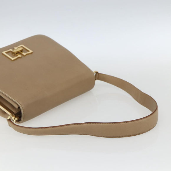 Salvatore Ferragamo Umhängetasche Leder Beige Gold Auth 157525V