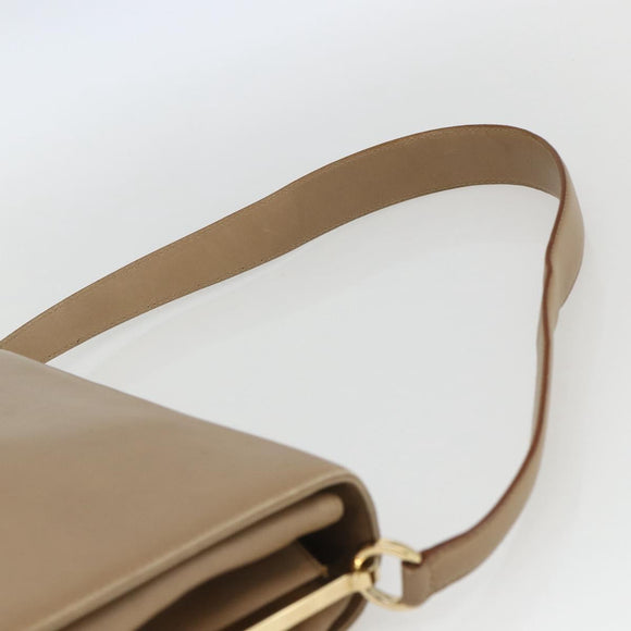 Salvatore Ferragamo Umhängetasche Leder Beige Gold Auth 157525V